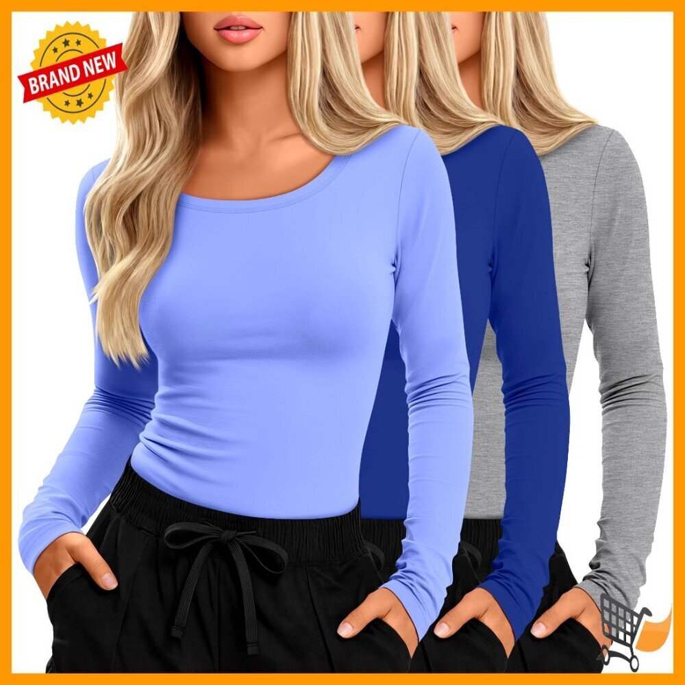 3 Pack Slim Fit Long Sleeve Undershirts for Scrubs, Nurse Work Tees
